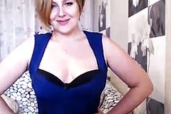 Sexy Mature Blond Milf Teases On Webcam Wearing Blue